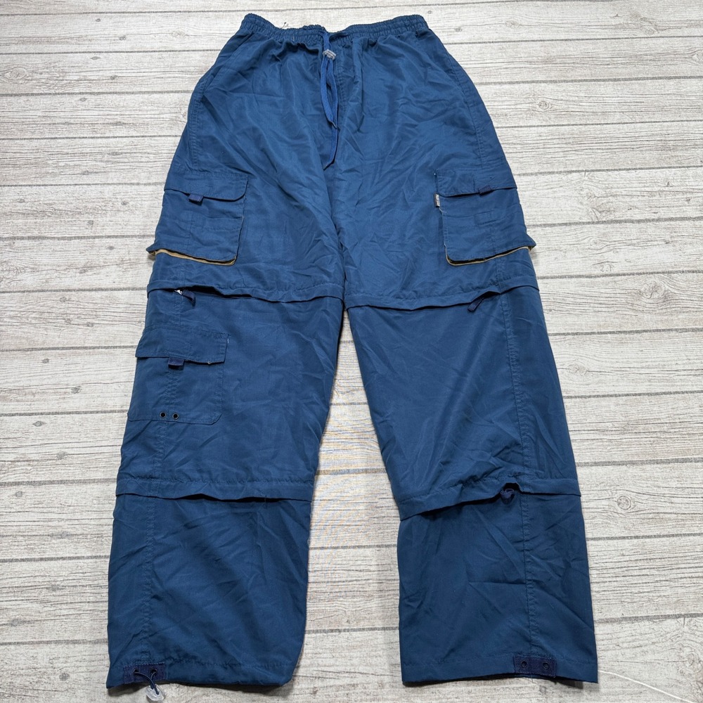 Plot Star Cargo Pants Men's XL Navy Blue Zip Off Straight Leg Convertible Hiking